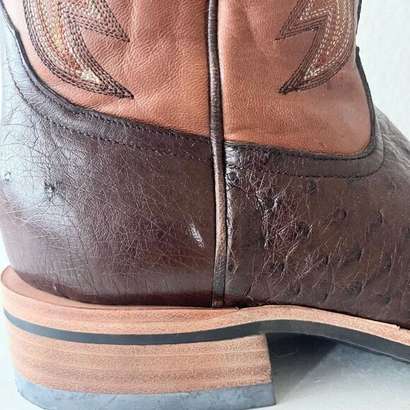 Rod Patrick Mens Cowboy Boots Size 12AA Brown Smooth Ostrich Western Square Toe - Picture 3 of 15